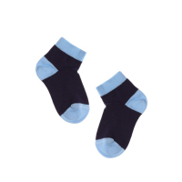 Esli Jongens sok katoen streep en effen donker blauw (dubbelpak)